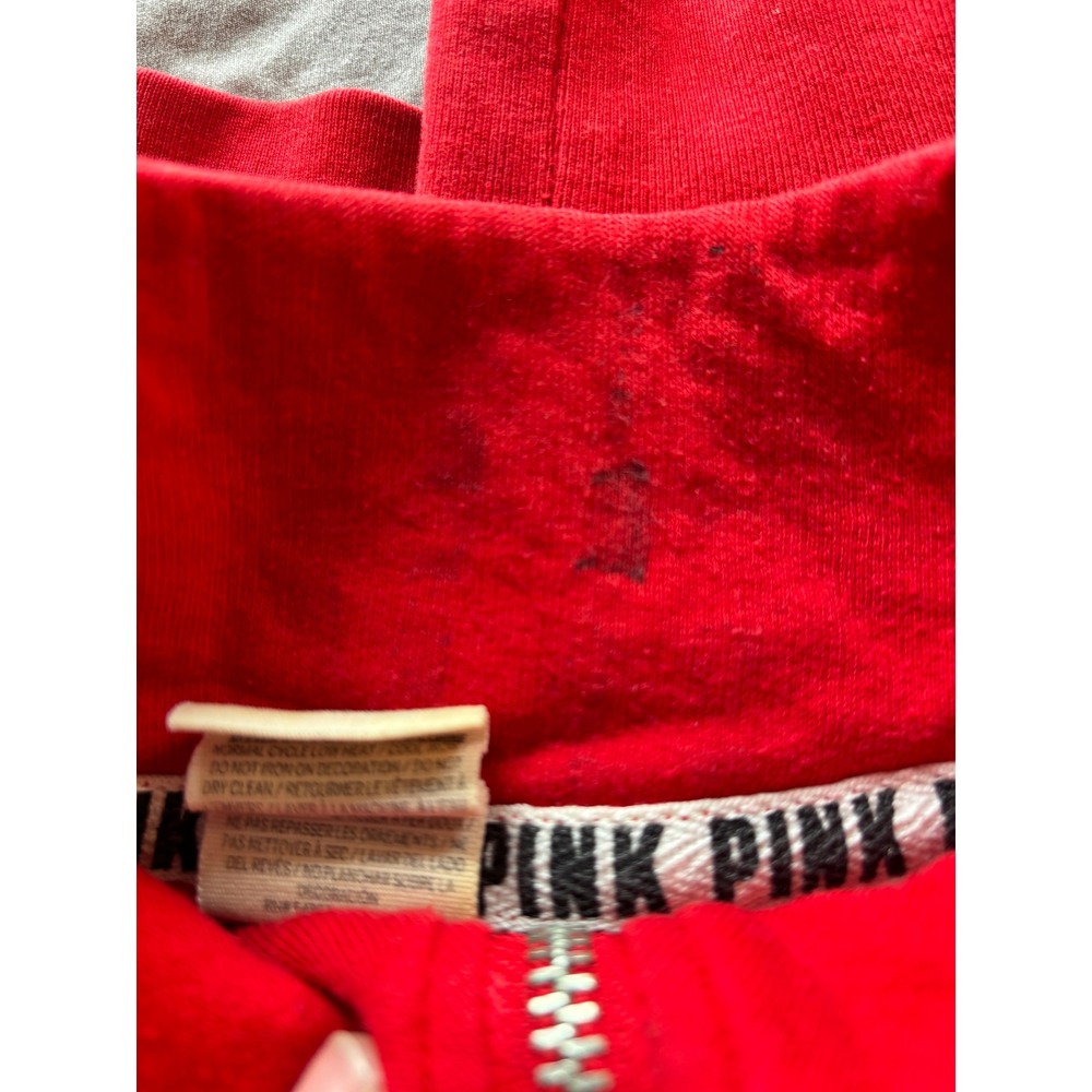 PINK Victoria's Secret Red Quarter Zip Pullover Sweatshirt Logo XS - Picture 4 of 4